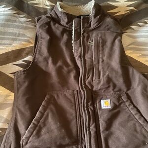 Women’s Carhartt Brown Sherpa-Lined Vest Extra Small